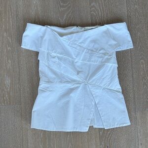 LOFT Off-the-Shoulder White Blouse. NWT.